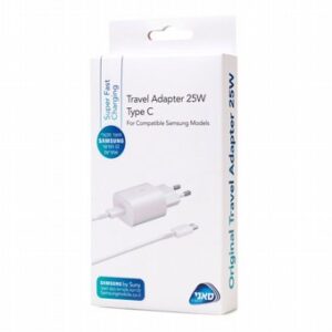 מטען קיר סמסונג מקורי מהיר 25W עם כבל טייפ-סי (לבן) - סאני