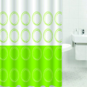 וילון אמבטיה לבן-ירוק חמת